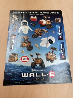 Disney Pixar Wall-E & Eve Film Promo Sticker Sheet