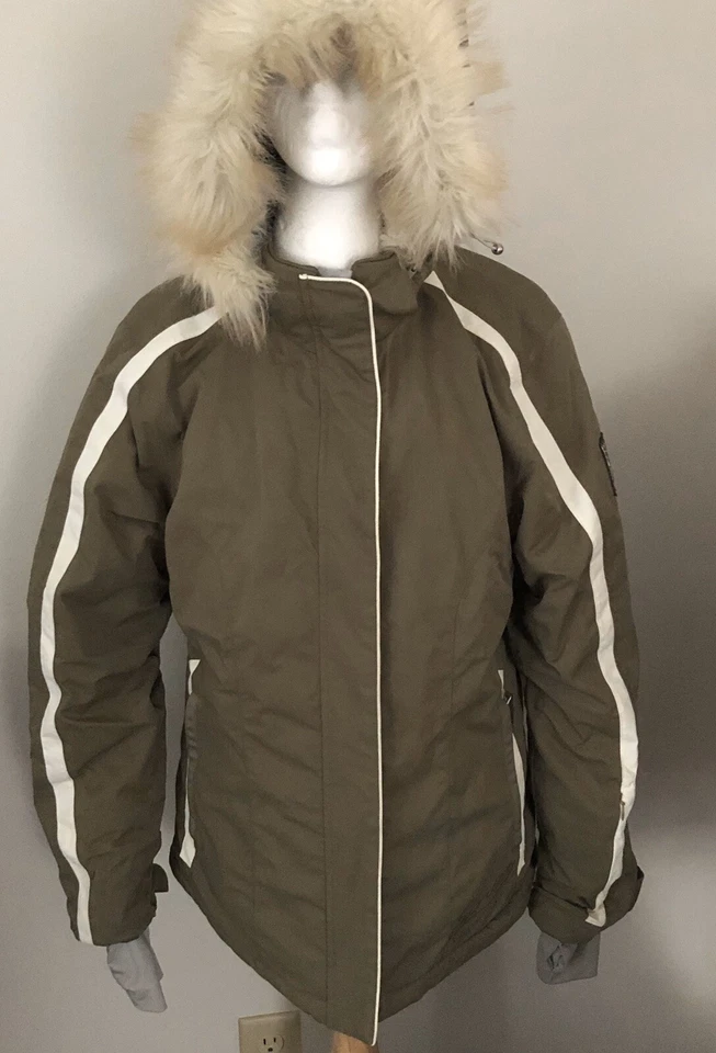 Chaqueta de esquí verde sunice para mujer talla grande estilo científico impermeable capucha desmontable Foto 2 de 4