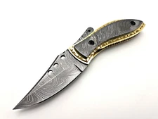 LOT OF 4 PCS RARE HUNTING POCKET FOLDING KNIFE BRASS FILE WORK LEATHER SHEATH