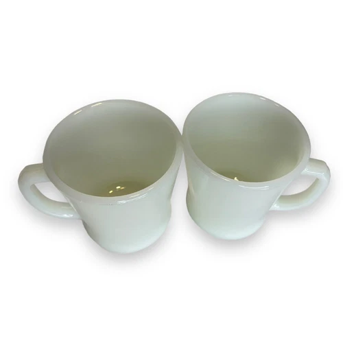 Anchor Hocking Coffee Mug Oven Proof Milk Glass White Cup Set of 2 Vintage  1212