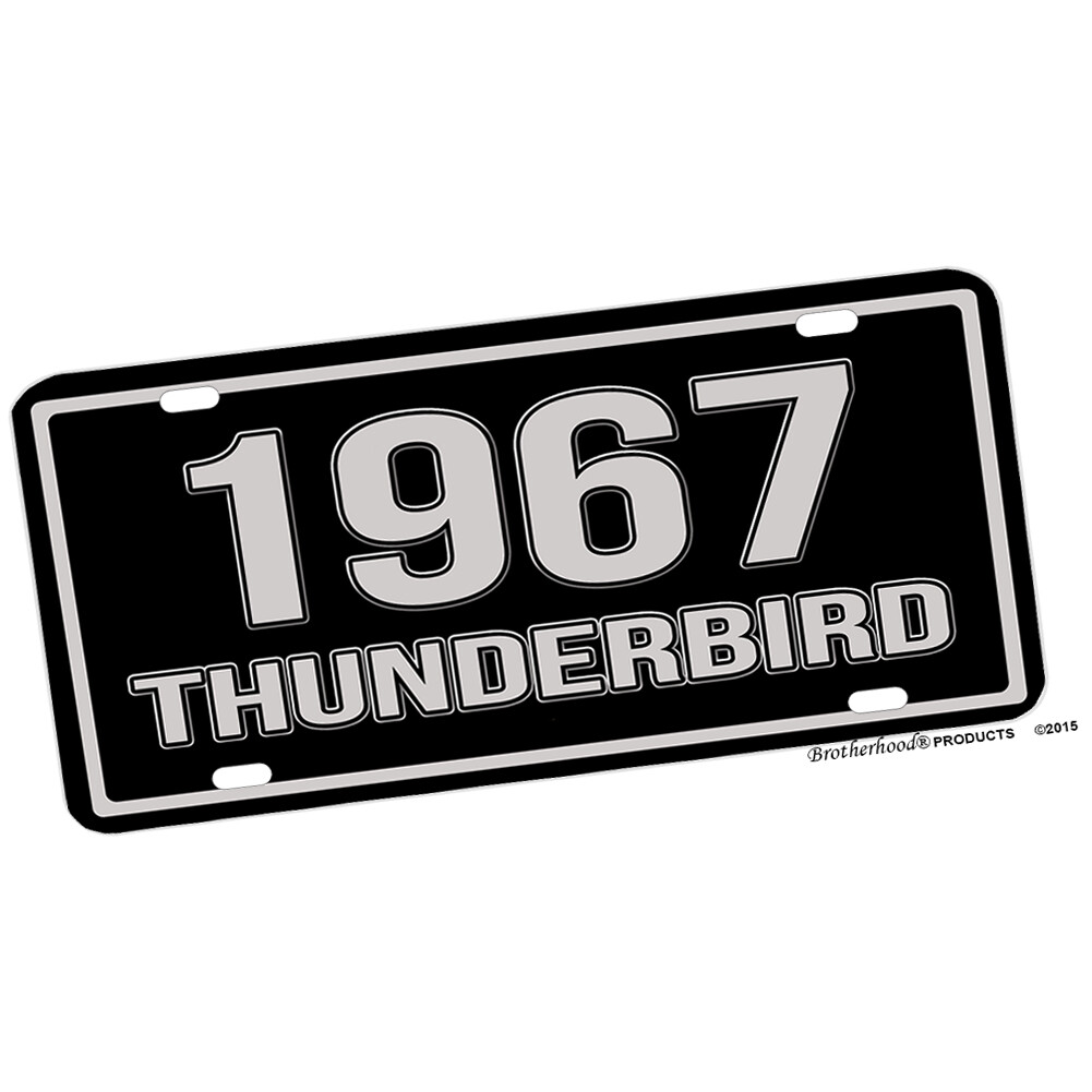 Compatible w Thunderbird Muscle Car 1967-2021 Black Silver Metal License Plate