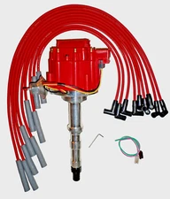 CADILLAC 1968-1974 V8 472 500 HEI Red DISTRIBUTOR + 8mm RED Spark Plug Wires USA