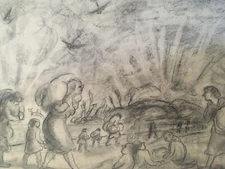 Very beautiful drawings War Exodus Civil Lead Mine Bombing Plane 1930