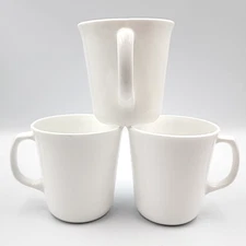 Set of 3 Corning Ware USA D Handle White Frost Coffee Tea Mug Vintage EXCELLENT