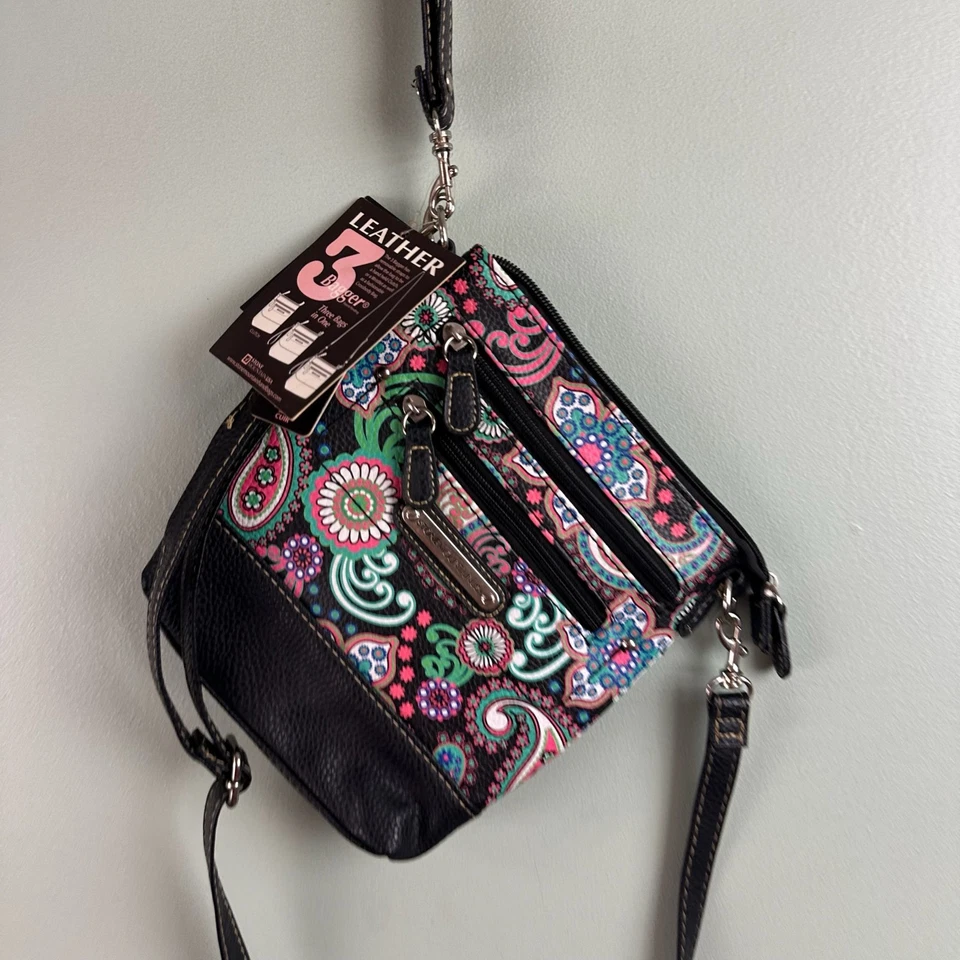 Bolso sin asas Stone Mountain de cuero floral cachemir pequeño bolso bandolera 3 en 1 Foto 3 de 4