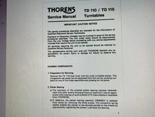 Thorens Td-110 Td-115 Service Manual Digital