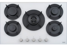 Franke piano cottura 5 fuochi in ghisa da incasso in vetro bianco 75 cm