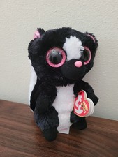 Ty Beanie Boo Flora The Skunk 6 Inch Plush Stuffed Animal Glitter Eyes NWT