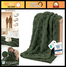 Super Soft Olive Green Throw Blanket - Cozy Fleece Couch Blanket, 50x70", Gift f