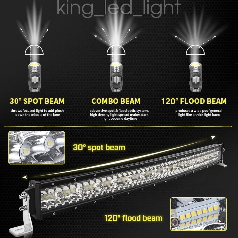 Combo de barra de luz LED curva de 52 pulgadas 3680 W conducción todoterreno para SUV 4x4 Ford + cable Foto 3 de 4