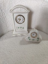 Large Belleek Glenveigh Porcelain Mantle Clock Shamrock H25cm 