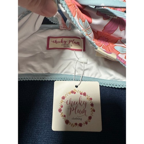 Frecher Pflaumen Badeanzug Kleinkind Mädchen 18-24m Neu mit Etikett Blumen Boho Zweiteiler - Bild 4 von 6
