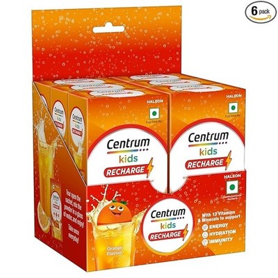 Centrum Kids Recharge Orange Drink Mix 36 Sachets Vitamin Mineral Blend