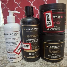 Keragan Professional Castor Oil Shampoo & Hair Mask w/ Leave-In Conditioner Lot