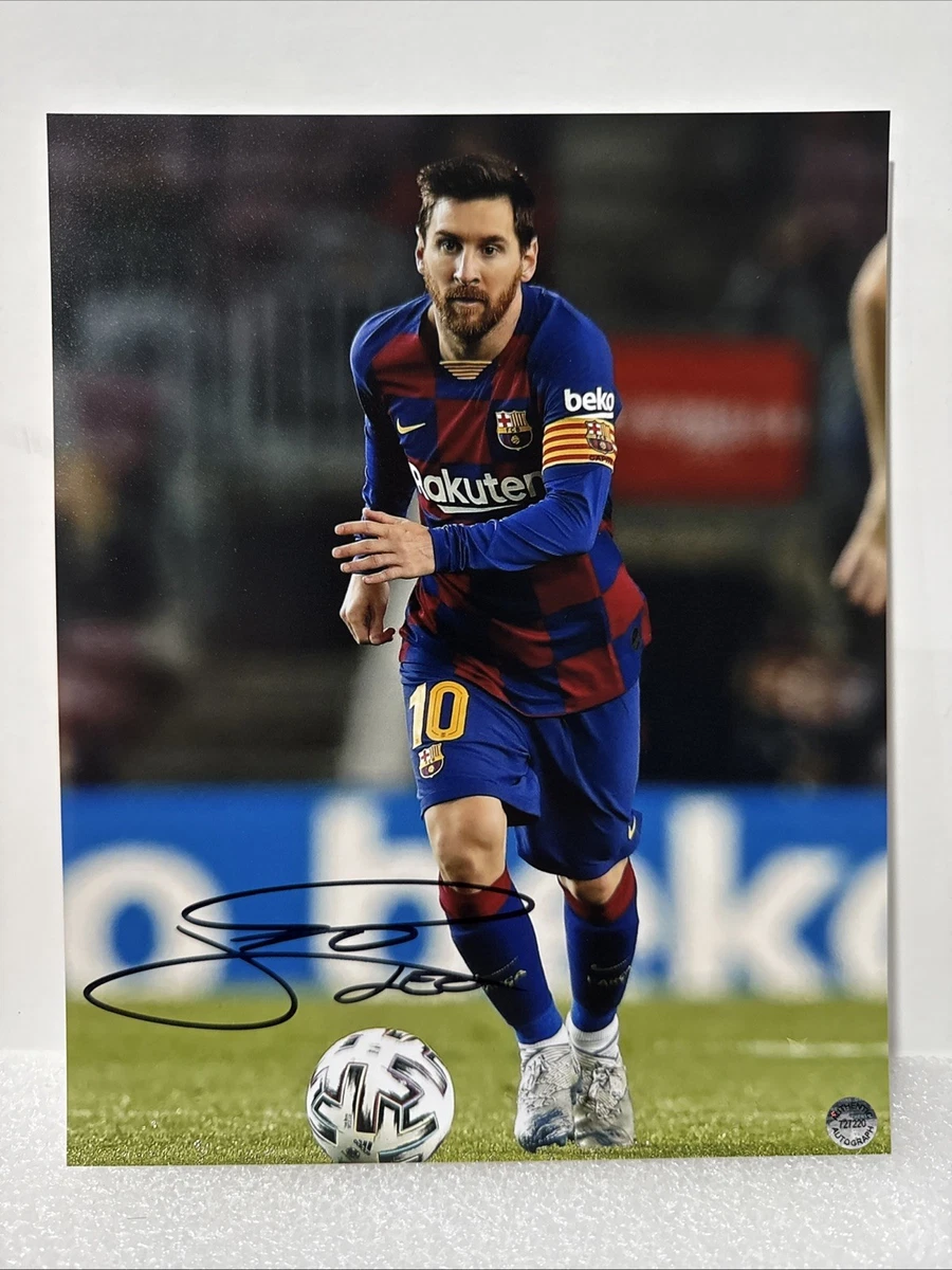 Photo Signée Lionel Messi - Barcelone - Encadrée Avec COA - Originale
