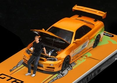 NISSAN Skyline GT-R (R34) Z-Tune + Figure - F&F orange - Time Micro 1:64