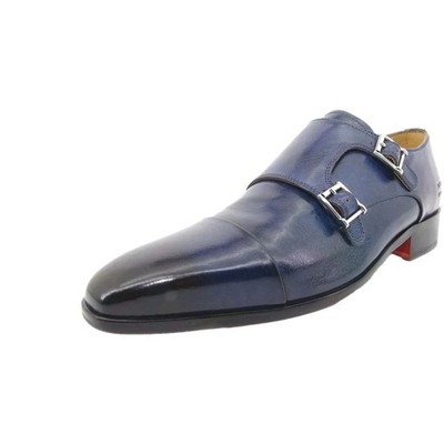 Melvin & Hamilton Lance 1 Business Blau Doppel Monk Derby Schuhe Leder Men`s  46