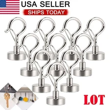 5/10 Pcs Dia Strong Magnetic Hook Hanger N38 Neodymium Clamping Magnet Hooks