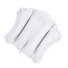 Plastic Inflatable Bath Pillow w/ Suction Cups Terry Cloth Covered White