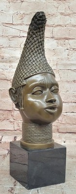 Bronze African Queen Bust Sculpture Hand Made Hot Cast Home Decor Artwork Figure