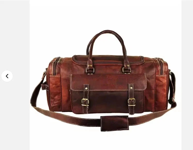 Maleta Grande De Cuero Vintage De Cabra Hecha A Mano, Gimnasio, Bolsa De Hombro