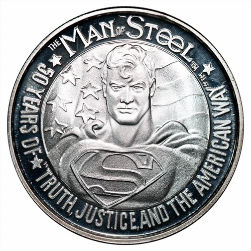 1988 Superman 50th Anniversary 1 Oz .999 Fine Silver Round