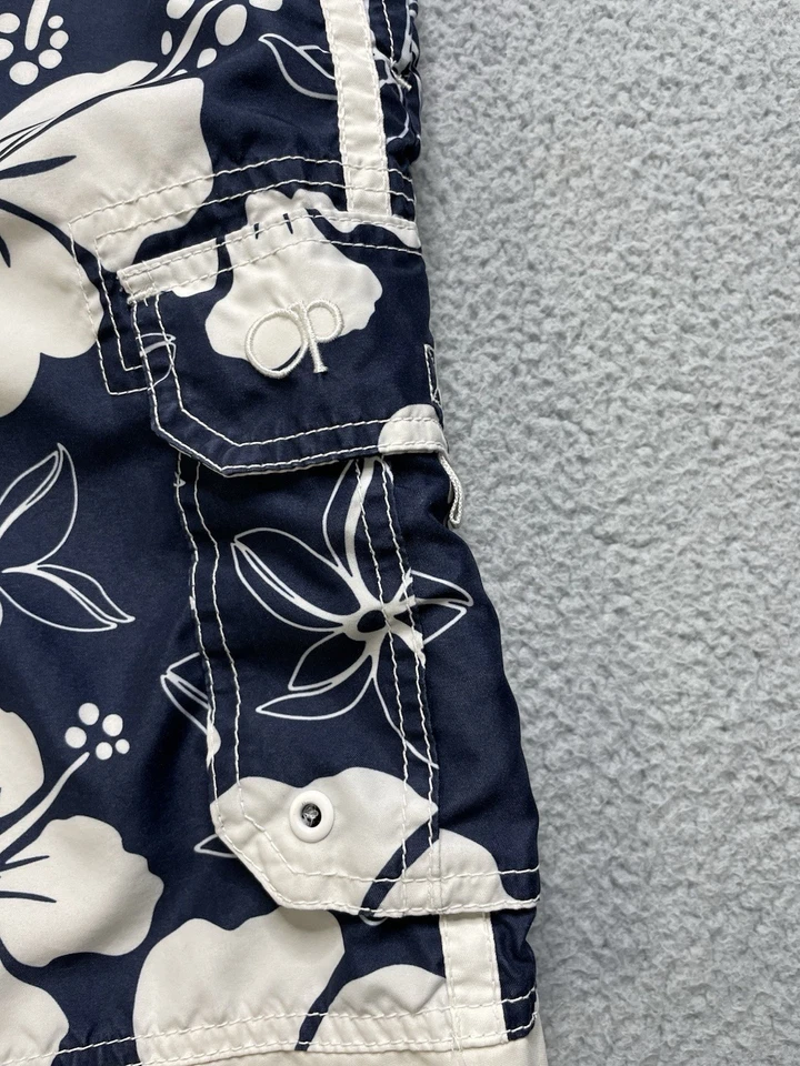 Pantalones Cortos De Colección OP Ocean Pacific Para Hombres 43 en Cintura Azul Marino Oscuro Blanco Floral Foto 3 de 4