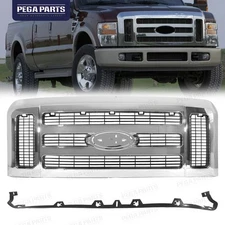 Bumper Grille Grill Chrome For 2008-2010 Ford F250 F350 F450 F550 Super Duty SD
