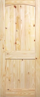 GLOBAL ONE FOREST PRODUCTS PREMIUM WOOD DOORS 2 PANEL ARCH TOP V-GROOVE KNOTTY PINE STAIN GRADE SOLID CORE INTERIOR WOOD DOORS