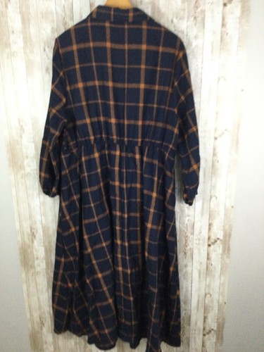 Bloomchic NWT Flannel Shirt Collared Button-Down Dress Size 20 Midi Navy/Brown - Picture 6 of 9
