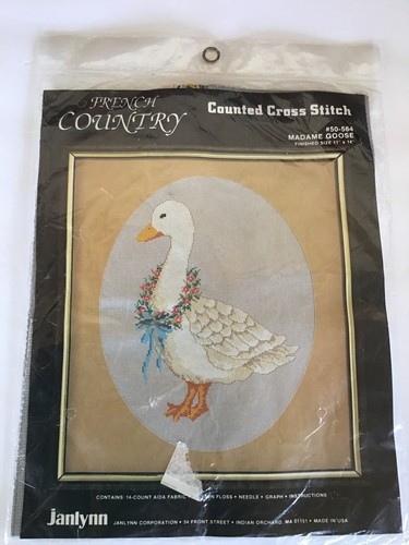 Janlynn French Country MADAME GOOSE Wreath Counted Cross Stitch Kit #50-564 NOS - Picture 1 of 5