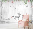 3D Animal Gray Deer R18165 Wallpaper Wall Mural Self-adhesive Removable Luna
