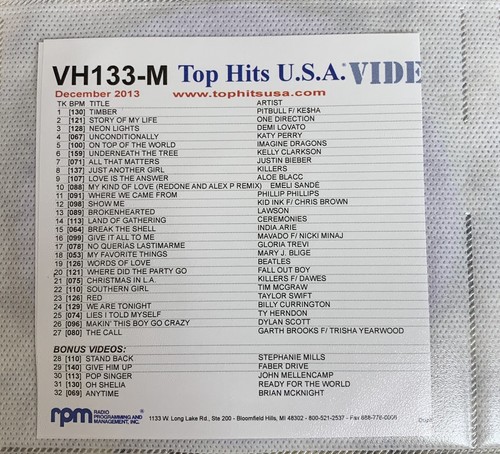Rpm Top Hits Usa Promo Only Dvd Mp4 Format Vh1323 M December 13 32 Videos Ebay