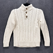 GAP Sweater Kids Medium 8 Beige Chunky Knit High fleece Neck long sleeves