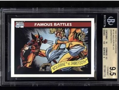 1990 Marvel Universe #119 WOLVERINE V SABRETOOTH Card BGS 9.5 Gem Mint ...