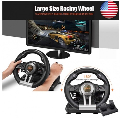 PXN PC Racing Steering Wheel, V3II USB Car Driving Race Gaming Steering
