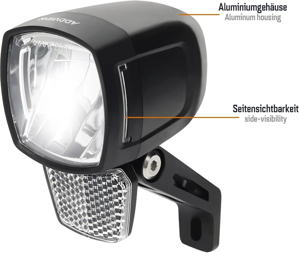 170 Lux LED E-Bike Fahrrad Scheinwerfer mit Reflektor Frontlampe Licht 8-48V DC - Bild 3 von 4