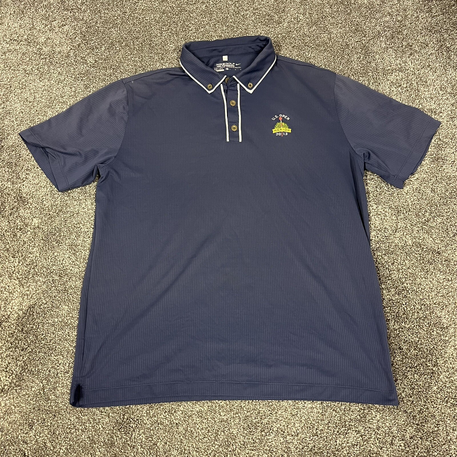 Nike Polo Shirt Mens M Blue US Open Merion 2013 Country Club Golf