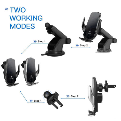15W Fast Wireless Charger Car Phone Mount Holder For iPhone 13 Pro Max 12 XS - Picture 2 of 14