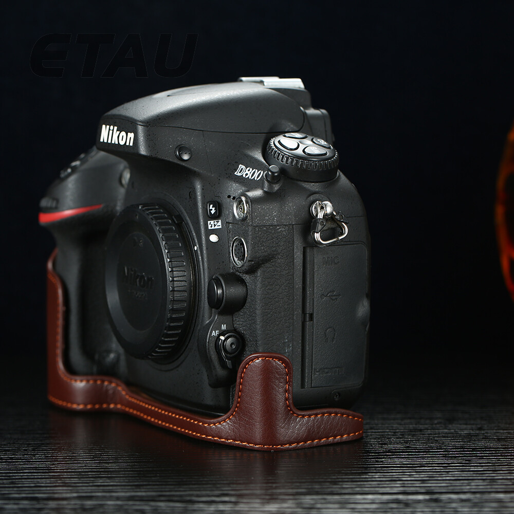 Genuine Leather Half Camera case Handmade Bag For Nikon D810 D800 D750