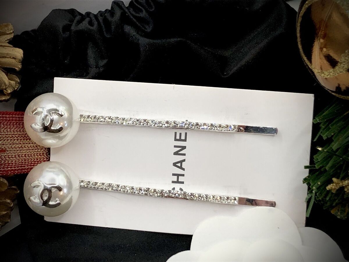 CHANEL Faux Pearl & Strass Hair Pins • Gold or Silver CHANEL Faux Pearl & Strass Hair Pins • Gold or Silver