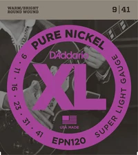 3 Sets D'Addario EPN120 Pure Nickel Super Light 9-41 Electric Guitar Strings