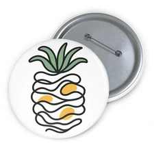 Custom Pin Button Badge Wavy Line Pineapple Clean Cute Classy
