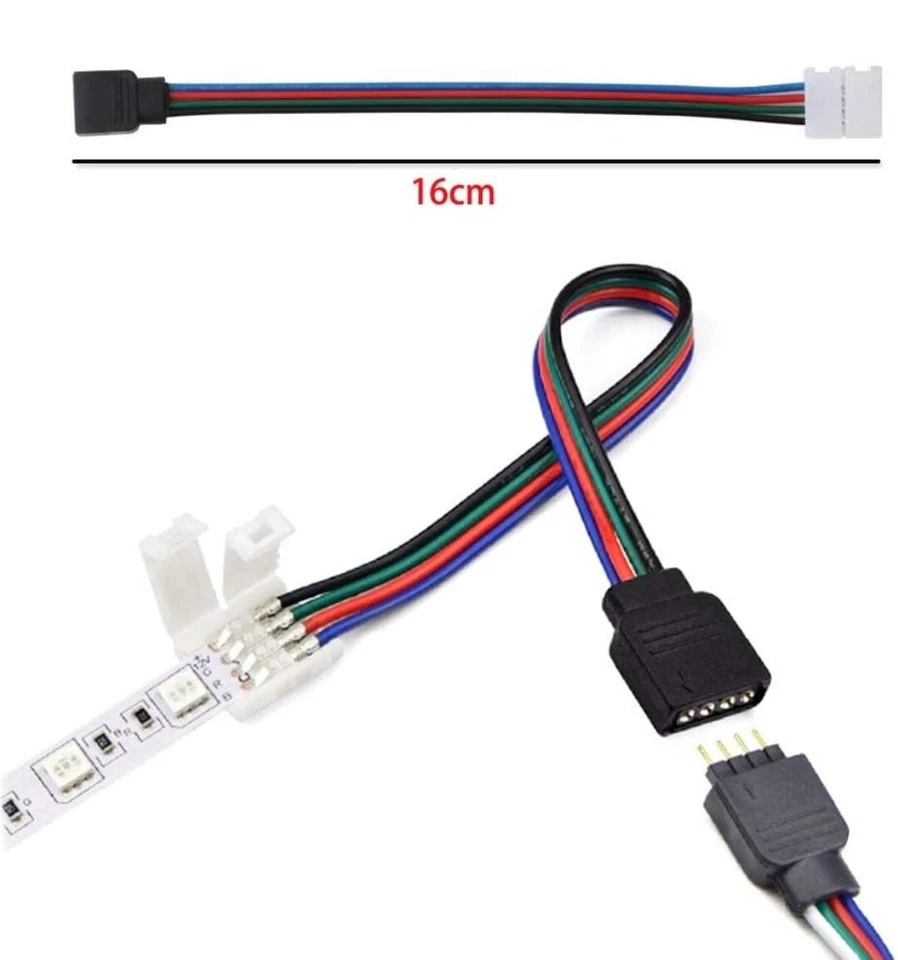 KIT DI CONNETTORI PER STRISCE LED RGB A 4 PIN RGB A 2 VIE PROLUNGA RGB CLIP LED - Immagine 2 di 4