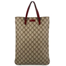 Vintage Gucci Tote Bag PVC Leather Brown Red Authentic