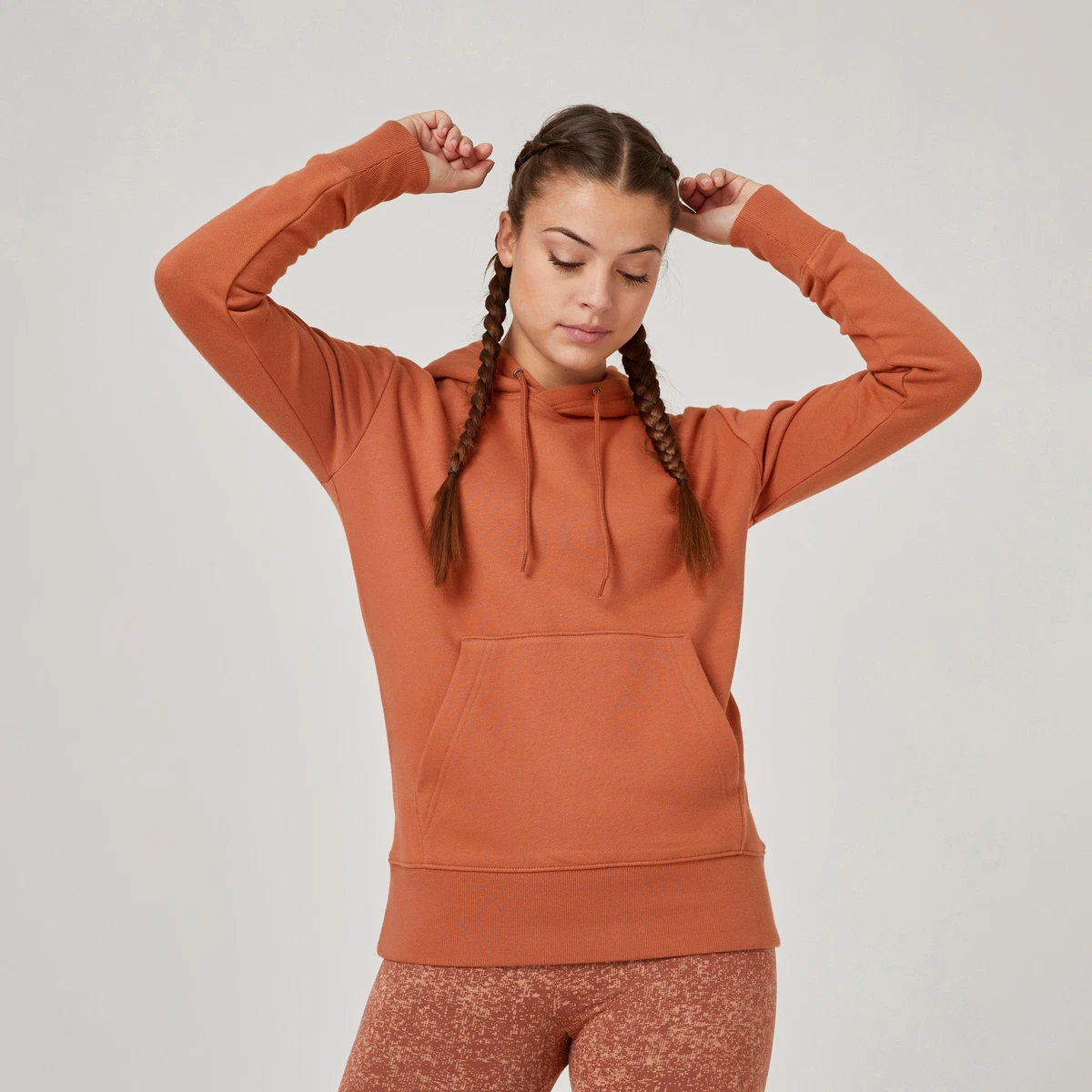 Womens Fitness Hoodie 500 Essentials Sepia Domyos eBay