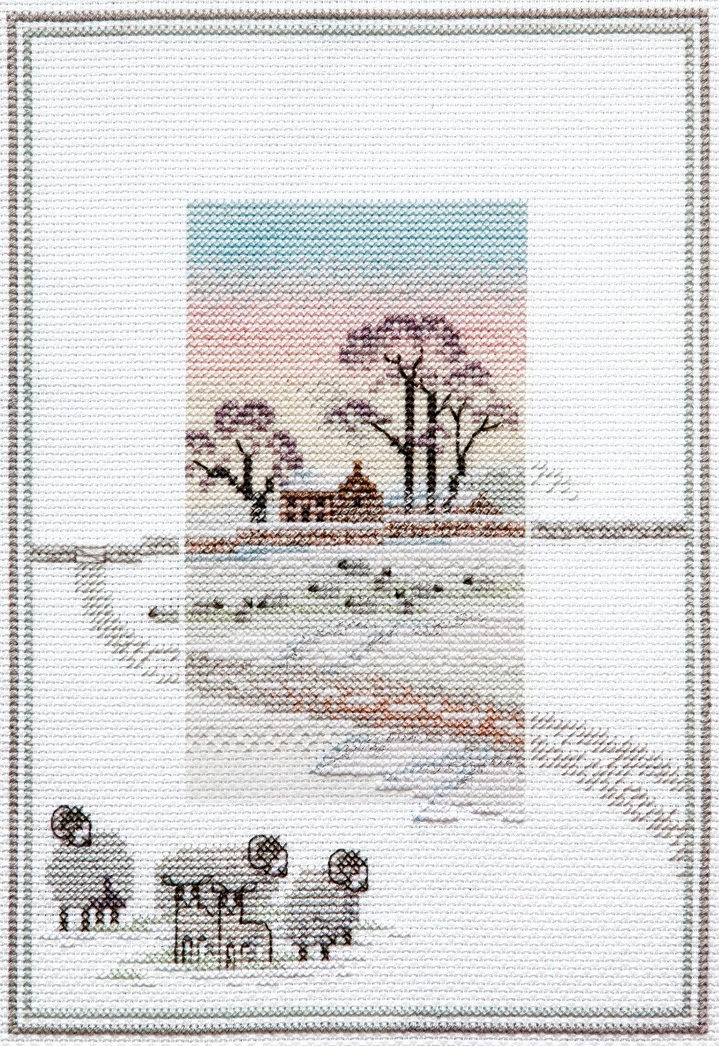 Bothy Threads Derwentwater Misty Mornings Snowy Sheep Counted Cross Stitch Kit