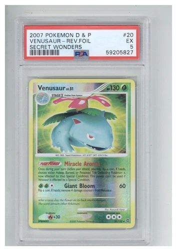 2007 Pokemon Diamond & Pearl Secret Wonders 20 Venusaur-Reverse Foil PSA 5