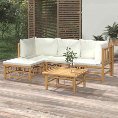 Bambus Garten Lounge Set mit Kissen Sofa Garnitur Sitzgruppe Gartenmöbel Balkon - Bild 24 von 36