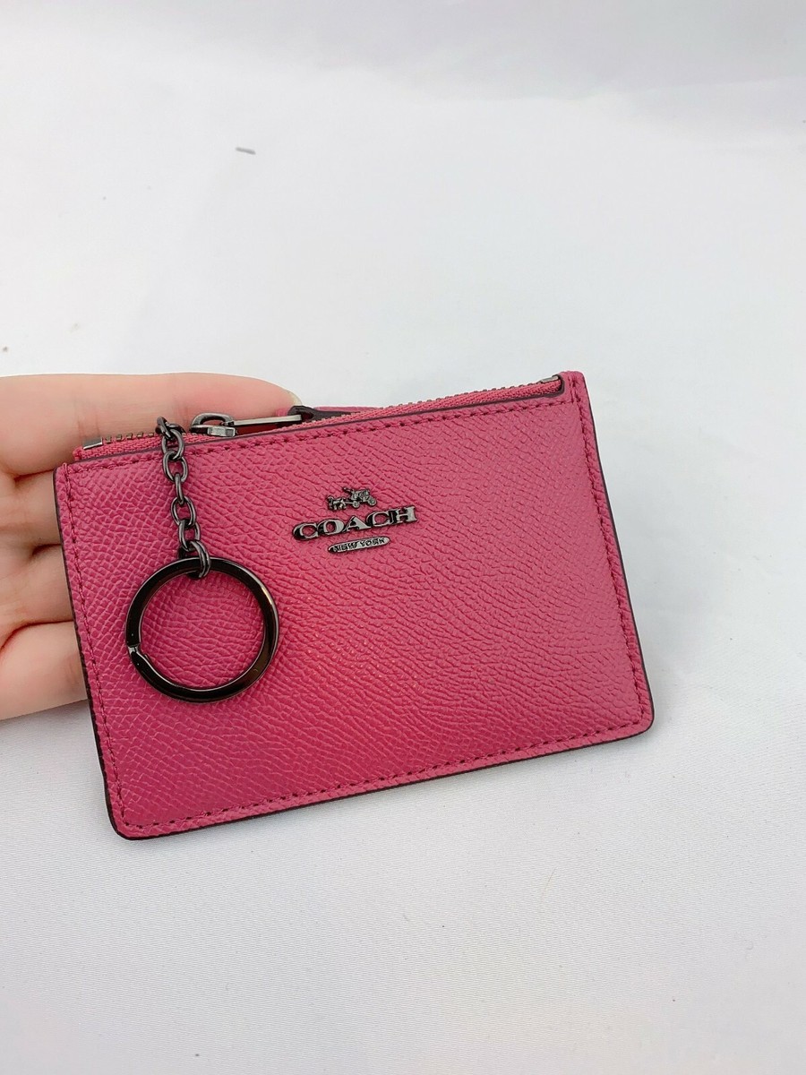 NWT Coach Mini Skinny ID Case Crossgrain Key Ring Coin Case